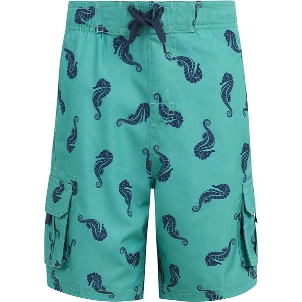 Kanu Surf Boys' YOLO Quick Dry UPF 50+ Beach Swim Trunk, Seahorse Green, 5-6